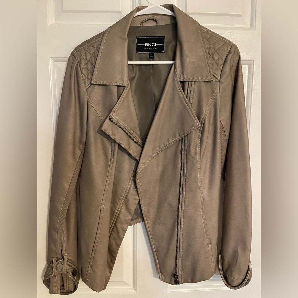 Women's Taupe Leather Jacket